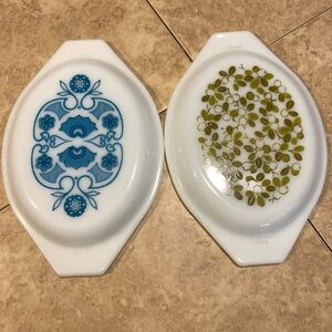 Pyrex Green Olive and Blue Horizon LIDS for Divided Casserole 1-1/2 Quart